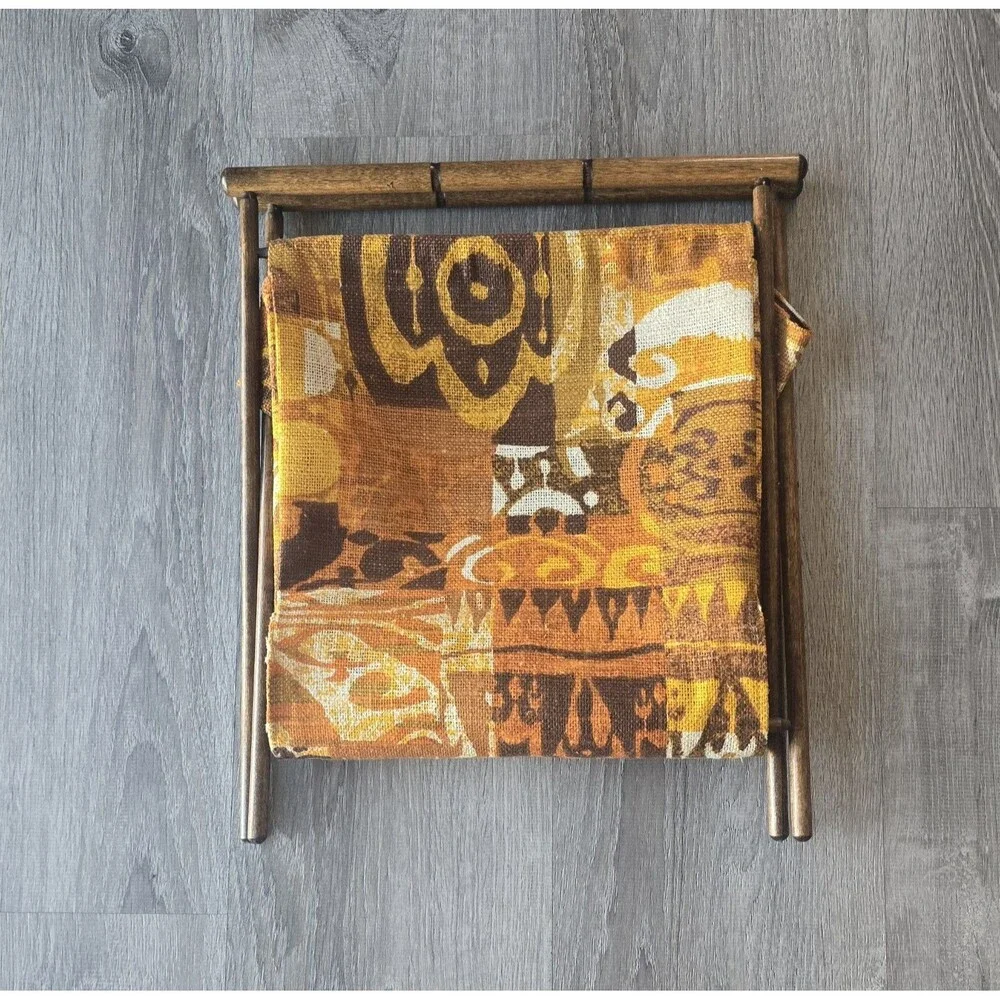 Vintage 60s Folding Knitting Sewing Basket Abstract 1960s MCM Mod Magazine